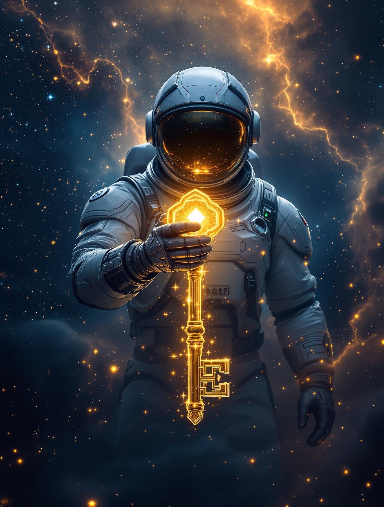 短剧网站导航热播作品《星河之钥》海报 — 星际探索者在一颗废弃星球上发现了一把来自上古文明的钥匙。这把